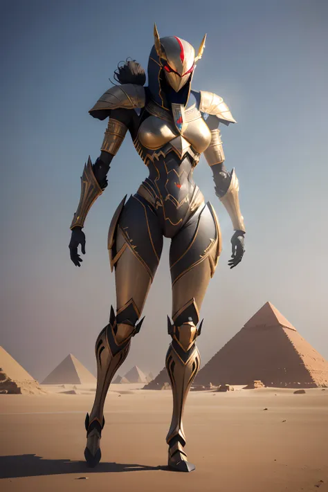 Egyptian robot spider in realistic 4K armor., full entire body,Pyramids,Super Detailed, Vray Display, Unrealistic engine, Midjourney Art Style.