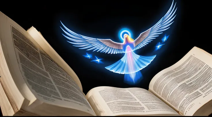 hologram,holy ((spirit)) flying on ((the holy bible))