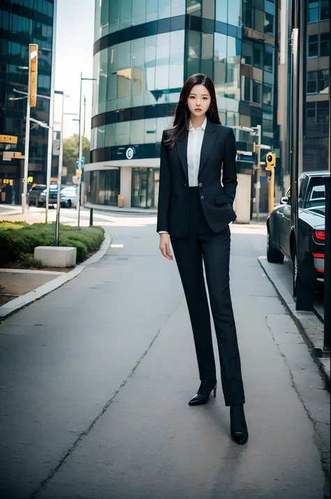 Girl in suit, full body portrait posing, Business suit, professional corporate portrait, office clothes, wearing fashion suit, Business clothes, fully body photo, portrait full body, wear suit, full body portrait shot