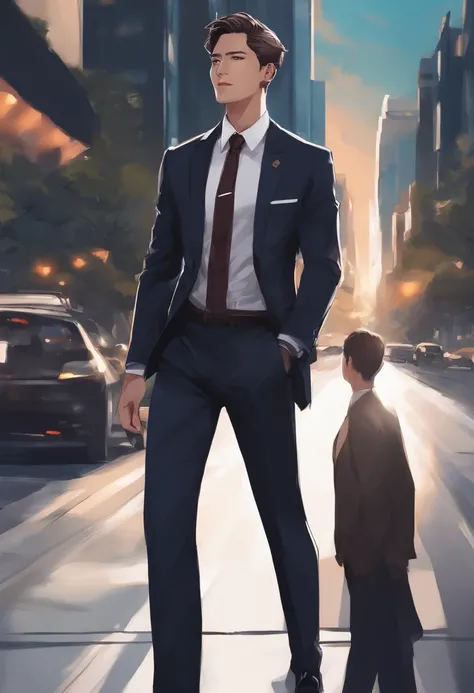 Man in a suit, salaryman，Detailed Digital Anime Art，digital anime art，High quality anime art style