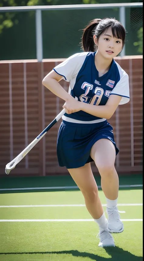 japanese very cute lady playing lacrosse on the school gymnasium,age20,enter the whole body,RAW photo,womens athletics wear,face shadow,best quality,realistic, photo-realistic, best quality ,masterpiece,an extremely delicate and beautiful,very realistic,ex...