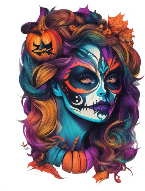 a close up of a woman with a face painted like a skeleton, jen bartel, halloween art style, scary color art in 4 k, dia de los muertos. 8 k, scary detailed art in color, 4k highly detailed digital art, beautiful digital artwork, gorgeous digital art, anime...