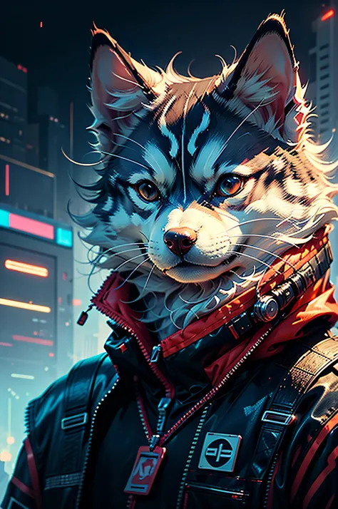 Siberian Husky Dog Cyberpunk