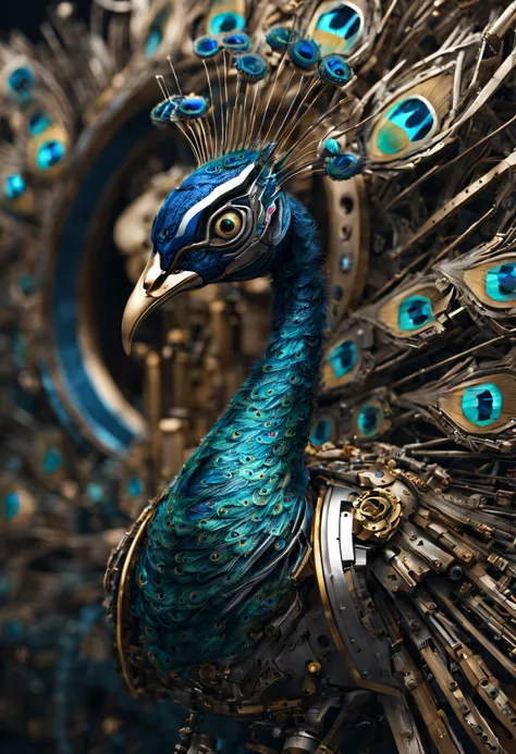 ((mechanical peacock)), cyborg, machinery, rich colors, detailed portraits, super detailed, 8k, 16k, unreal engine 5, intricate ...