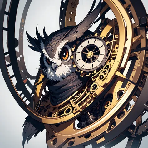 portrait of an owl, steampunk, mechanical, colorful, illustration, highly detailed, simple, smooth, and clean vector, no jagged ...