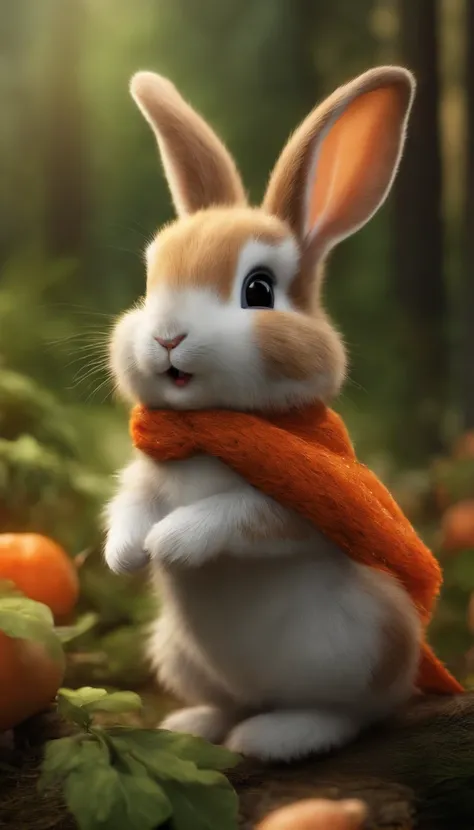 Adorable creatures，Similar to a rabbit and carrot mix, Adorable, Cute, Furry, Fluffy, forest, Usada Pekora