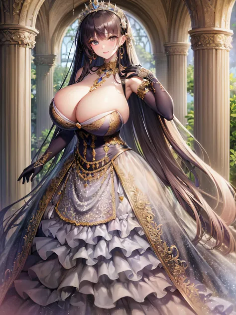 ((anime artstyle)),(Masterpiece),(Best Quality), (Super Detail),(Highly Detailed CG Unity 8k wallpaper),((Very Delicate and Beautiful)),cinematic lighting,1 girl,((full body portrait)),((standing in garden)),((solo)),(((1 fairytale princess in gorgeous emb...