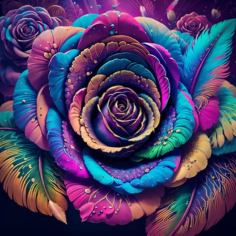 Riff Style 2 (top-quality, Best Quality, Official art, Plants and bird feathers, Beautiful and aesthetic flowers:1.2), (roses:1.3), Extremely detailed,(Fractal Art:1.1),(Colorful:1.1)(Flowers:1.3),highest details,(Zentangle:1.2), (Dynamic Pose), (Colorful ...