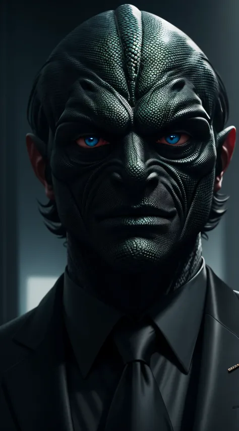 Lizard People in a Black Suit 4k, High quality, high Resolution.