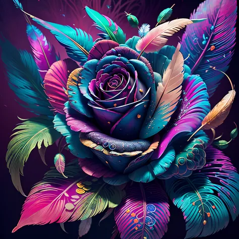 Riff Style 2 (masutepiece, top-quality, Best Quality, Official art, Plants and bird feathers, Beautiful and aesthetic flowers:1.2), (roses:1.3), Extremely detailed,(Fractal Art:1.1),(Colorful:1.1)(Flowers:1.3),highest details,(Zentangle:1.2), (Dynamic Pose...