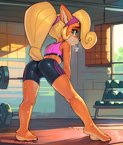 [Coco bandicoot], [Uploaded to e621.net; (Pixelsketcher), (wamudraws)], ((masterpiece)), ((high quality)), ((HD)), ((solo portrait)), ((full body)), ((back view)), ((furry; anthro)), ((detailed fur)), ((detailed shading)), ((beautiful render art)), ((feet ...