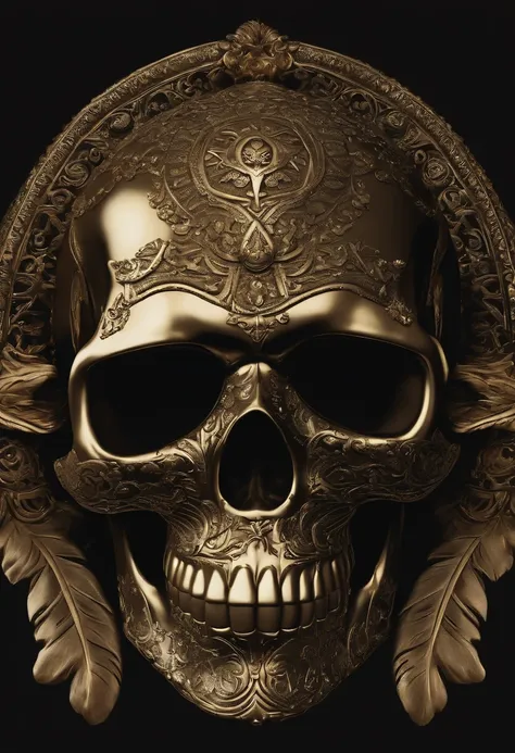 Skull wearing sunglasses with ornate design on it against a black background, caveiras de ouro, in style of chrome hearts, caveira, sacred skull, there is a skull over a table, glass skull, the head of the man is a skull, skull head, gravado altamente deta...