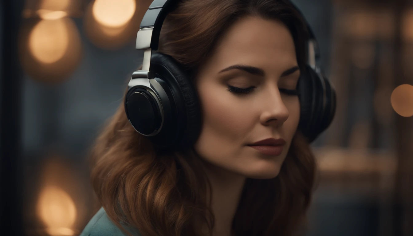 Headphones woman profile face