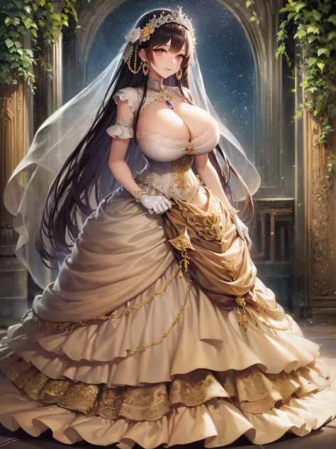 ((anime artstyle)),(Masterpiece),(Best Quality), (Super Detail),(Highly Detailed CG Unity 8k wallpaper),((Very Delicate and Beautiful)),cinematic lighting,1 girl,((full body portrait)),((standing in garden)),((solo)),(((1 fairytale princess in gorgeous emb...