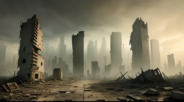 There is a picture of a city, in a ruined cityscape, destroyed cityscape, outdoor ruined cityscape, a city in ruins in the background, a post-apocalyptic city, a post-apocalyptic view, a destroyed city, an apocalyptic city, a ruined city in the background,...