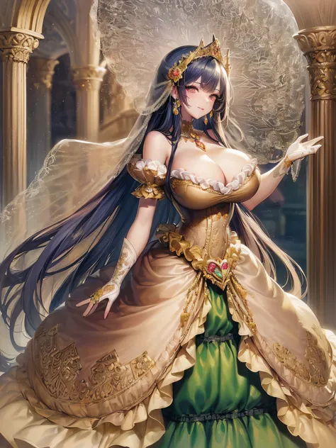 ((anime artstyle)),(Masterpiece),(Best Quality), (Super Detail),(Highly Detailed CG Unity 8k wallpaper),((Very Delicate and Beautiful)),cinematic lighting,1 girl,((full body portrait)),((standing in garden)),((solo)),(((1 fairytale princess in gorgeous emb...