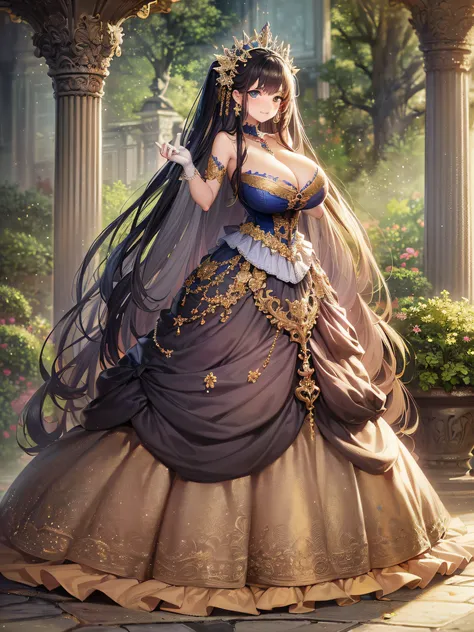 ((anime artstyle)),(Masterpiece),(Best Quality), (Super Detail),(Highly Detailed CG Unity 8k wallpaper),((Very Delicate and Beautiful)),cinematic lighting,1 girl,((full body portrait)),((standing in garden)),((solo)),(((1 fairytale princess in gorgeous emb...