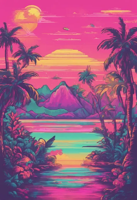 kawaii aesthetic, Arcade Game Room, lofi, Vaporwave, Synth Wave, Tropical, Hawaiian, surfing