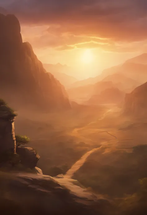 Background art for 2D game, background battlefield, High quality, hd illustration,, rpg background, combat scene, game scenes, jrpg，At dusk，Remains Cliff，Collapsed pits，loess，In ancient China