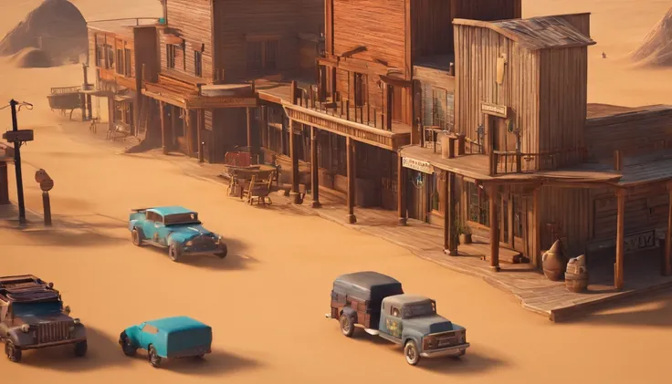 Wild west,Sand and dust,dusty,main street,5 bars～６Buildings