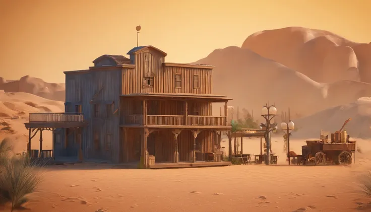 Wild west,Sand and dust,dusty,main street,5 bars～６Buildings