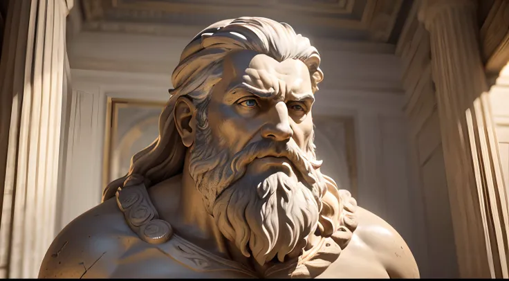 (best quality,4k,8k,highres,masterpiece:1.2),ultra-detailed,(realistic,photorealistic,photo-realistic:1.37),ancient Greek statue,angry expression,bearded,shot on Sony A7S III with Sony FE 35mm f/1.8 lens,12.1 MP,aspect ratio 3:2,raw style