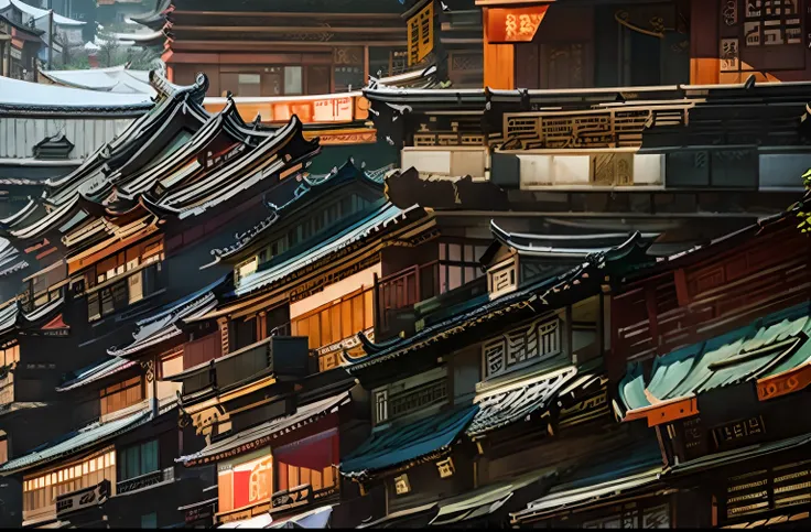 Chinese building eaves railings，abstracted，parallelogram，Geometric building exterior