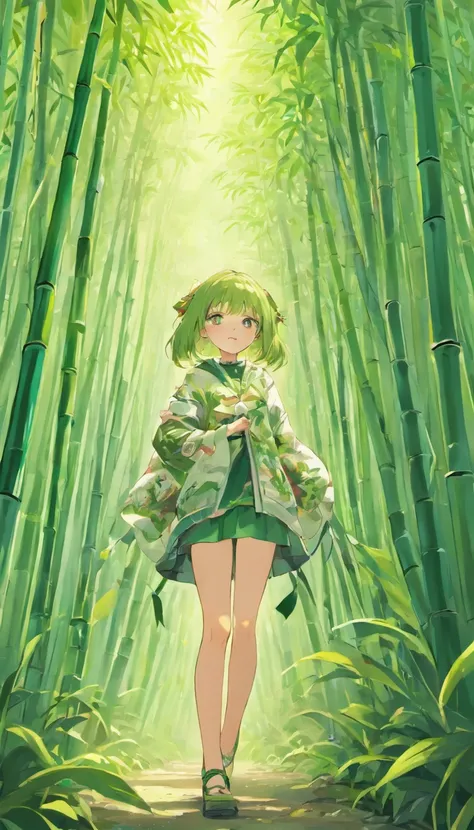 "(best quality,highres,masterpiece:1.2), working ofice ,serene bamboo forest,bamboo leaves gently falling in the wind,beautiful adorable girl with panda customs, wallpaper for mobile "