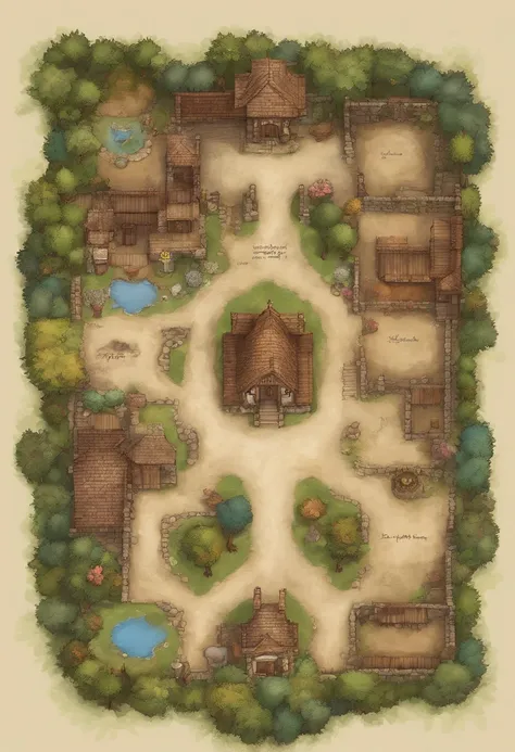 Tiro de cima para baixo de um drone, 2D, Mapa de batalha de casa abandonada de interior bem iluminada, 3 andares, parte destruida, afluentes, mas humildes, Dungeons and Dragons, Final Fantasy, arte do jogo, (arquitetura e interiores coerentes, with realist...