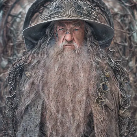 gandalf made out of metal, (cyborg:1.1), ([tail | detailed wire]:1.3), (intricate details), hdr, (intricate details, hyperdetail...