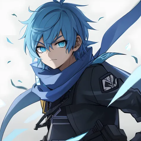 Anime boy with blue hair and scarf, em em um lugar nevado, Arte Zerochan, 2 d estilo anime, cara de anime alto com olhos azuis, menino anime, jovem homem de anime, estilo anime 4K, Arte digital no Pixiv, zerochan, Anime Art Wallpaper 8K, Epic anime style, ...