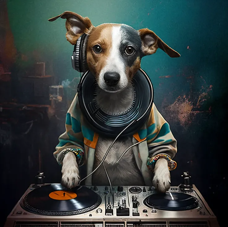 dj dog playing