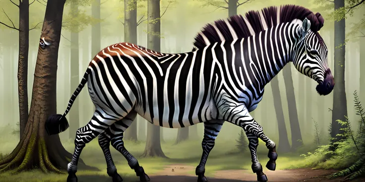 Realistic Zebra in forest