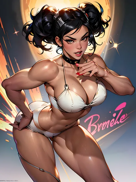 (high quality, best rendering), (beautiful girl), black hair, (bombshell, pin-up style), psychopath, crazy face, sexy pose, naked, pastel, centered, scale to fit dimensions, camel toe