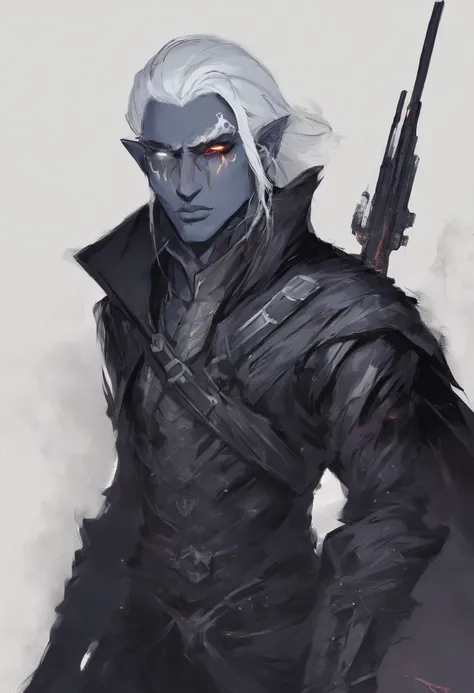 Drow, wearing a Jet Black Waistcoat, darkness all around, things lurking in the dark, masterpiece, best quality