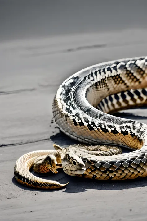 Rattlesnake wrapped around a gun