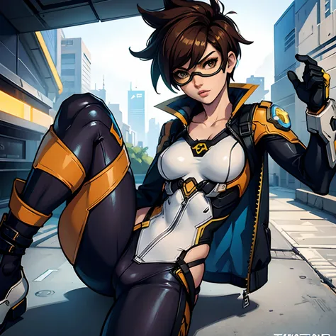 Tracer from overwatch in a sexy pose