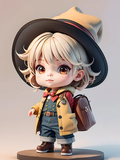 There was a little boy with a hat.，cute 3d rendering，Little designer，Apprentice boy, portrait anime designer，Cute Anime Boy Rendering 3D，cute detailed digital art，Cute mini boy designer boy，stylized 3d rendering，8K 3D rendering character art，adorable digit...