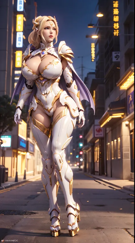 1GIRL, SOLO,(blond hair ponytail, Dragon helmet), (HUGE FAKE BOOBS:1.3), (white, Purple, gold, FUTURISTIC DRAGON MECHA ARMOR SUIT, ROYAL CAPE, CLEAVAGE:1.5), (SKINTIGHT YOGA PANTS, HIGH HEELS:1.2), (NSFW GLAMOROUS BODY, SEXY LONG LEGS, FULL BODY:1.3), (FRO...