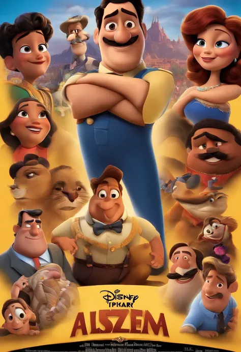 Disney Pixar Movie Poster of President Manuel Zelaya as the main character and have other characters and have the title say Manuel Zelaya