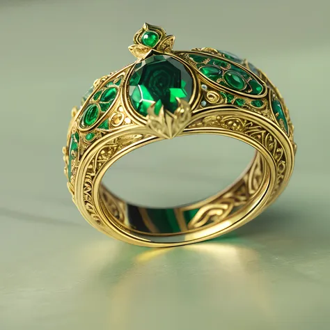 masterpiece，highest  quality，(nothing but the ring)，(no man),supreme ring，peacock element carving，this is（supreme lord of the ri...