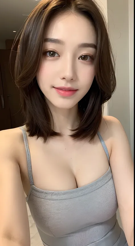 ((Best Quality, 8K, Masterpiece: 1.3)), 1girl, Slim Abs Beauty: 1.3, (Hairstyle Casual, Big Breasts: 1.2), Dress: 1.1, Super Fine Face, Delicate Eyes, Double Eyelids, Smile, Home