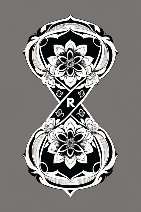 flower, logo,style：Rock Punk， vector, line art, design, inspired, straight, symmetry