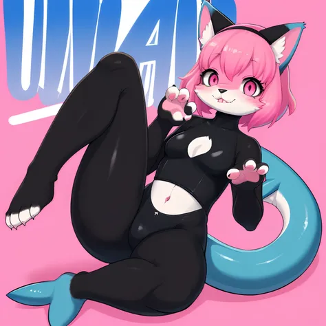 (shark),cat,downy furry,Little girl,loli,PINK hair,short hair ,PINK CATt eye, pink downy furry skin,PINK CAT ears, pink furry hand,(PINK Shark tail),(strip of furry Shark tail,furry CAT legs),furry CAT foot,furry face, furry torso,furry navel,furry lips,fu...