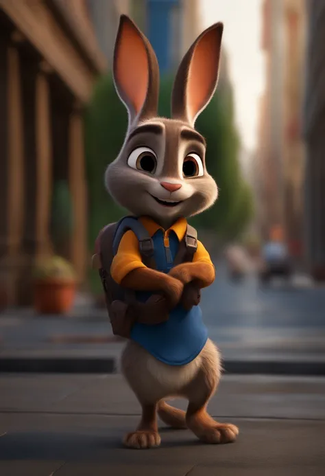 (Uploaded on e621:1.2, judy hopps:1.4) 1girl, solo, zootopia, bunny, walking in the city