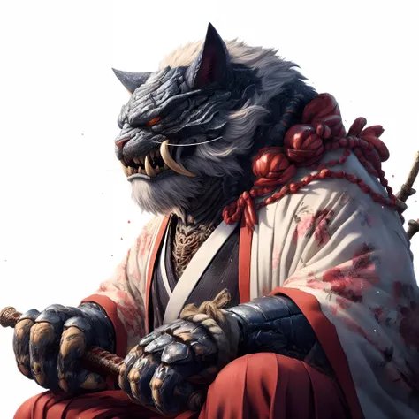 Cat beast wearing kimono