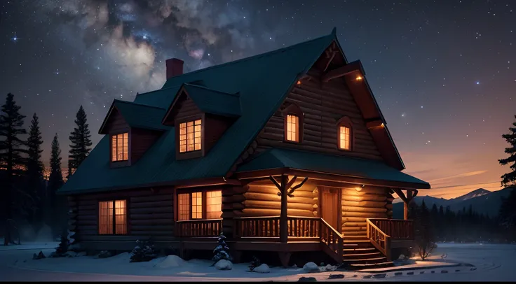 starlight　Log house at night