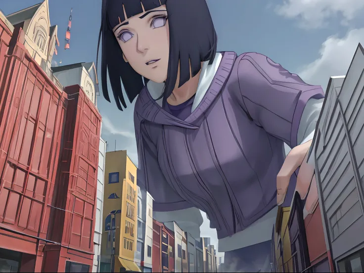 giganta Hinata hyuga(Naruto: The Latest Movie) Hinata, Hyuuga Hinata, 1girl, Obra maestra, absurdos , (Detalles intrincados), (De color),cinematic lighting,fondo de pantalla CG 8k extremadamente detallado ,Hinata(Boruto), 1girl, solamente, SAspecto hermoso...