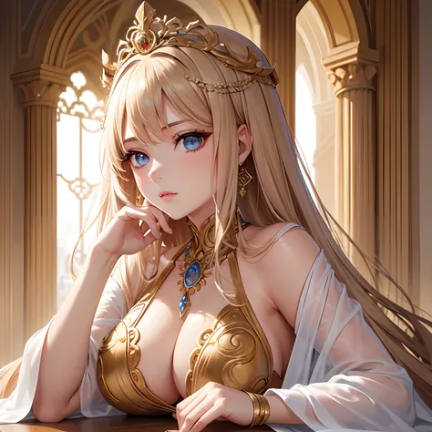 Absurd, Ultra-detailed, High quality, masutepiece,  Detailed face, Beautiful eyes(Detailed eyes), Greek mythology, Goddess, hera , Deities々Queen of, Impressive and captivating, The characteristics are classically beautiful, with high cheekbones, A perfectl...