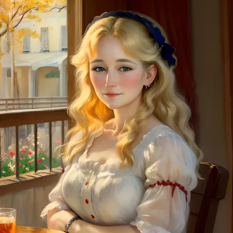 My beautiful middle age wife, long blond hair, renoir style